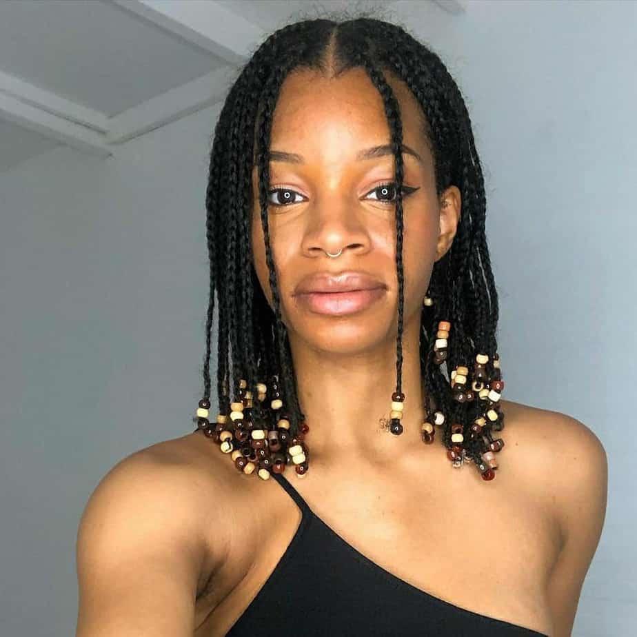 Mini Braids On Natural Hair with Beads