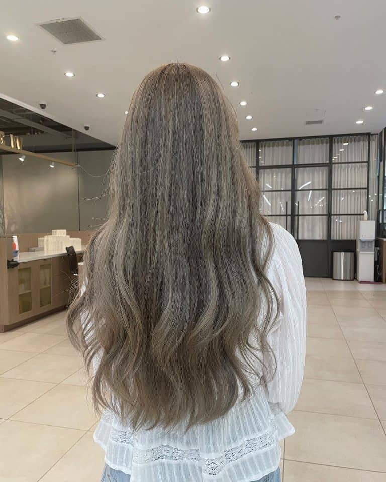 girl with ash grey hair color