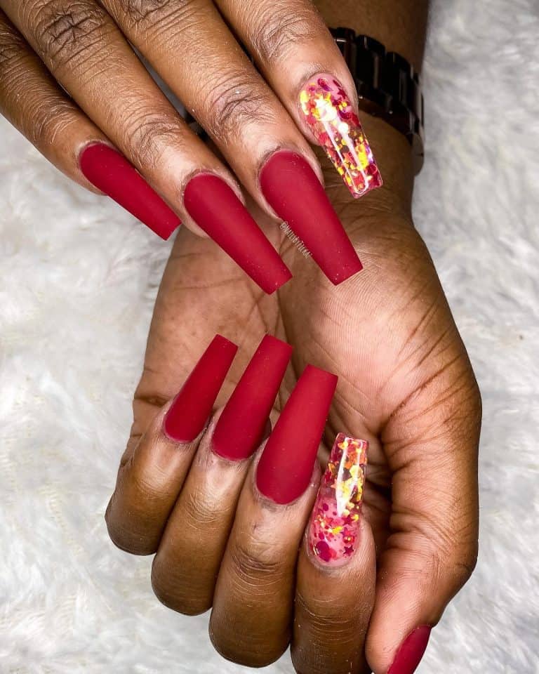 red acrylic nail designs