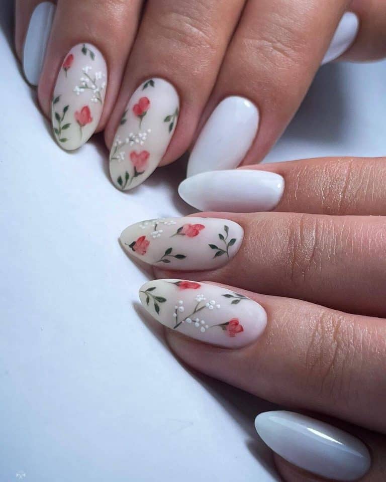 spring white nails