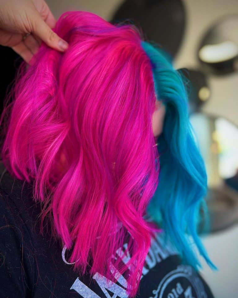 blue and pink colored hair